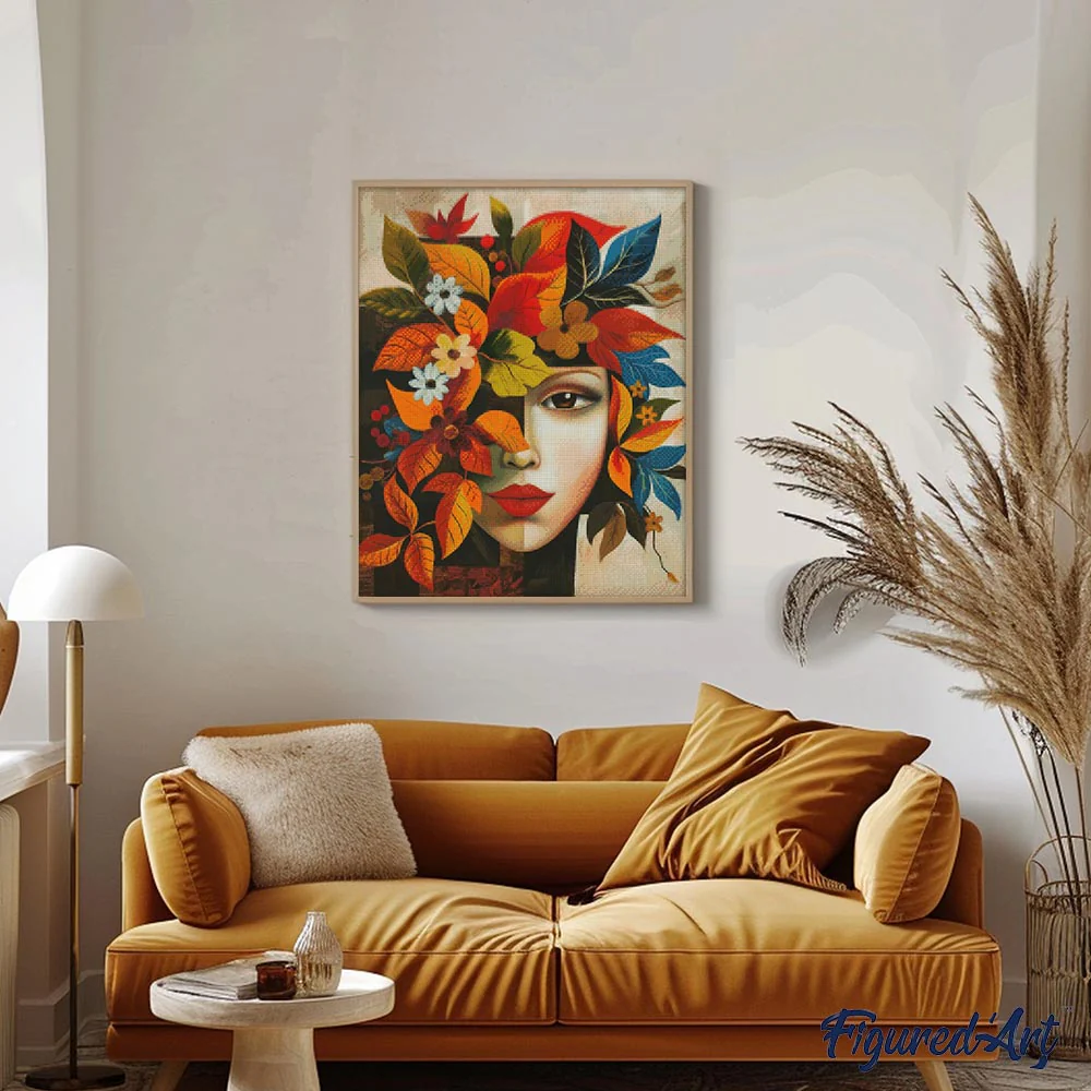 Diamond Painting - Picasso-Inspired Fall Flora Face - Image 3
