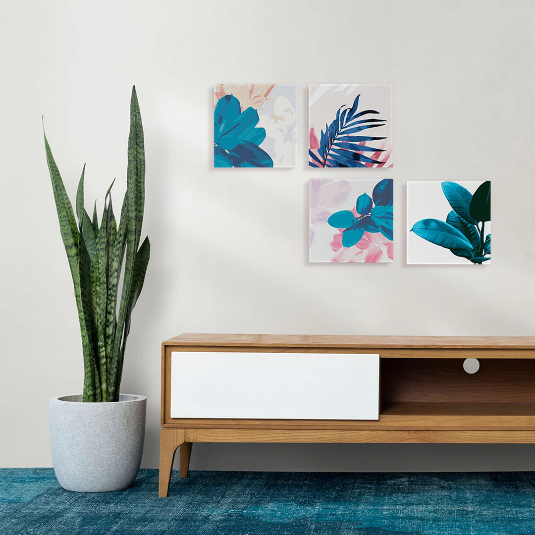 Mini Paint by numbers 8"x8" framed - Rubber Plant Leaves - Image 3