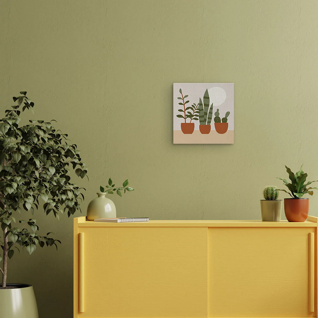 Mini Paint by numbers 8"x8" framed - Three plant pots - Image 3