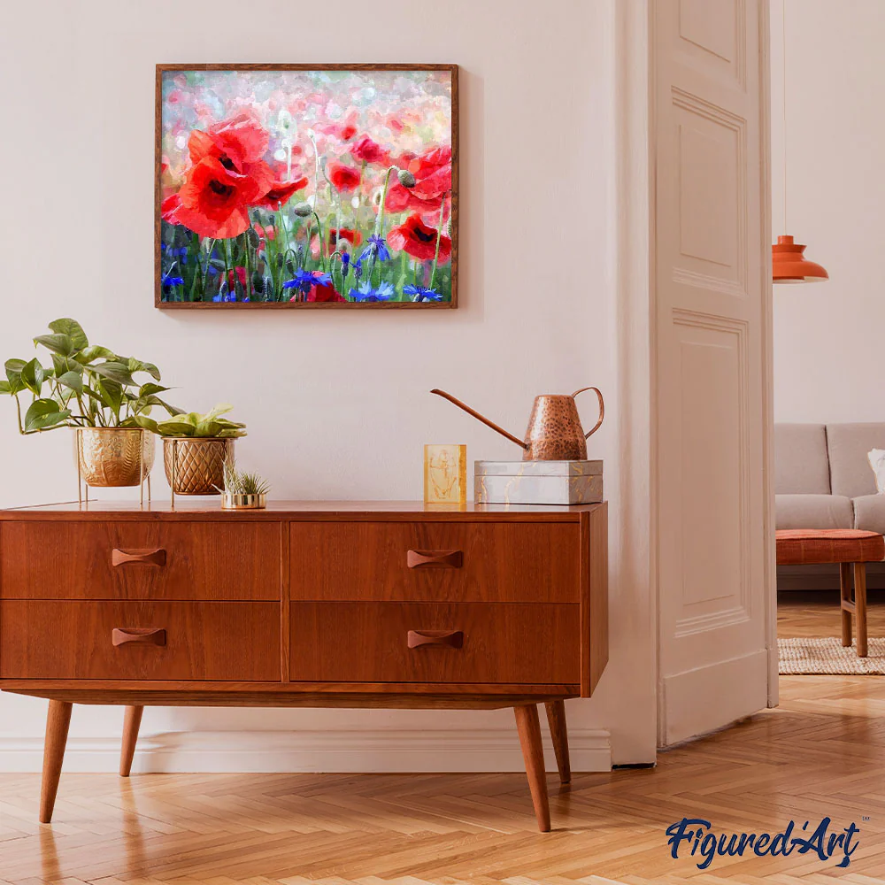 Poppies and Blue Flowers - Image 3
